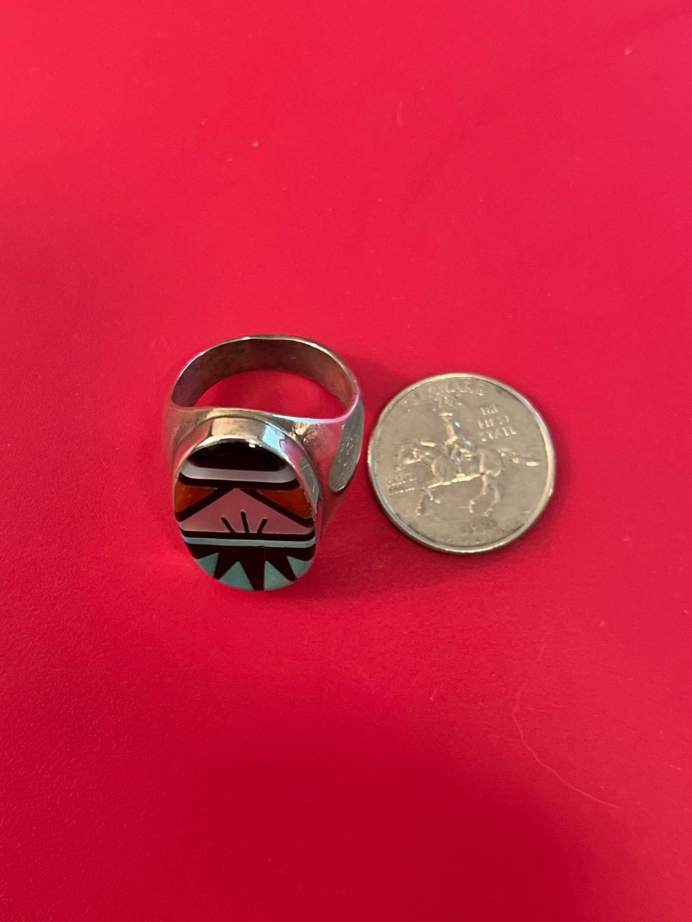 Native American  Men’s Zuni Inlay Ring - Picture 7 of 13